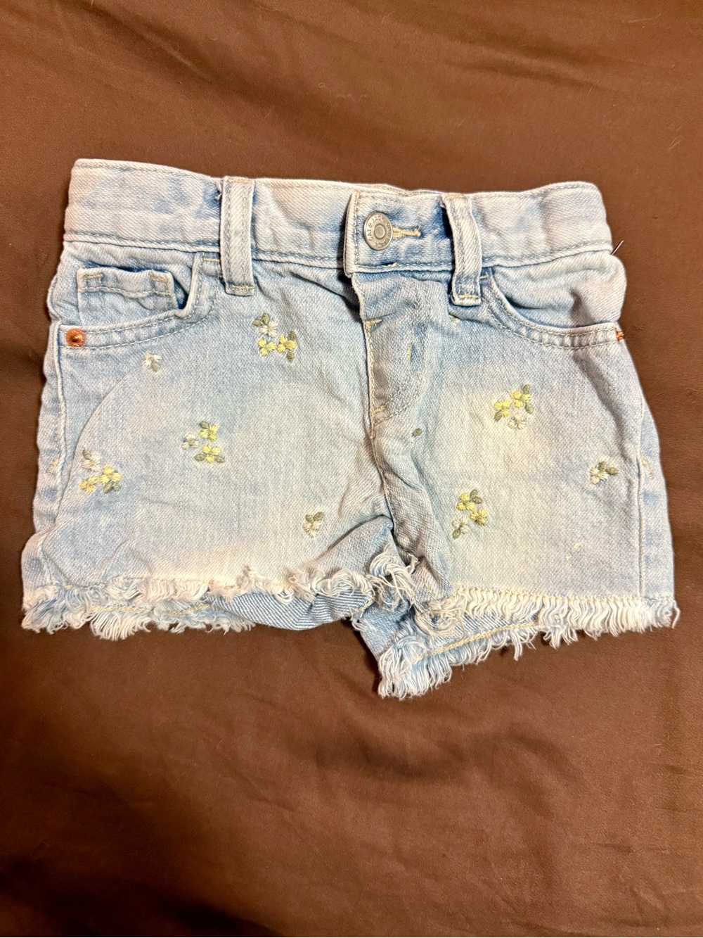 Cat & Jack Light Wash Embroidered Denim Cutoff Shorts - Yellow Floral